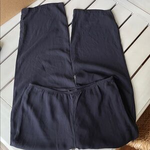 Eileen Fisher Washable Silk Cropped Pants Navy Blue Sz XS